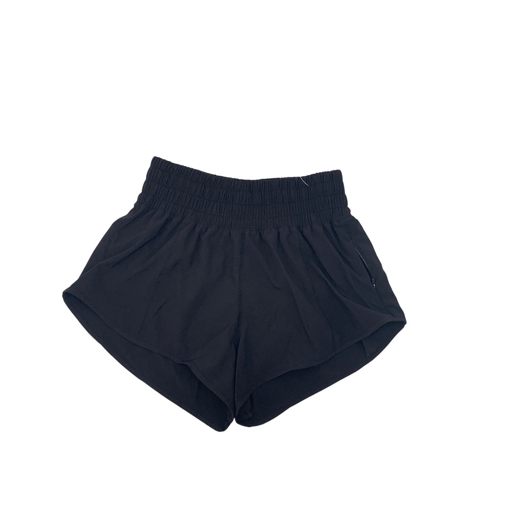 Aurefin Womens Black Running Shorts Smocked High Waist Athletic Gym XXS NWT - Picture 2 of 4